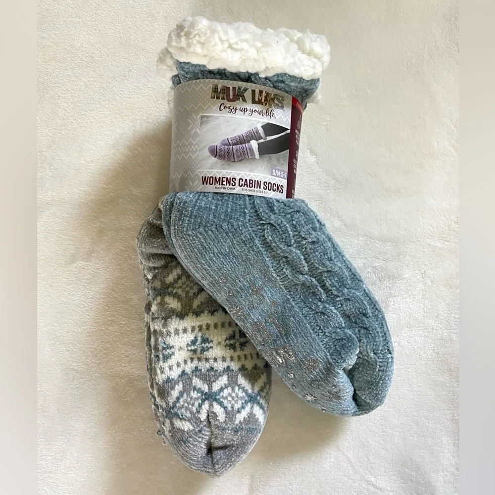 MUK LUKS Womens Cabin Socks 2 Pair S/M